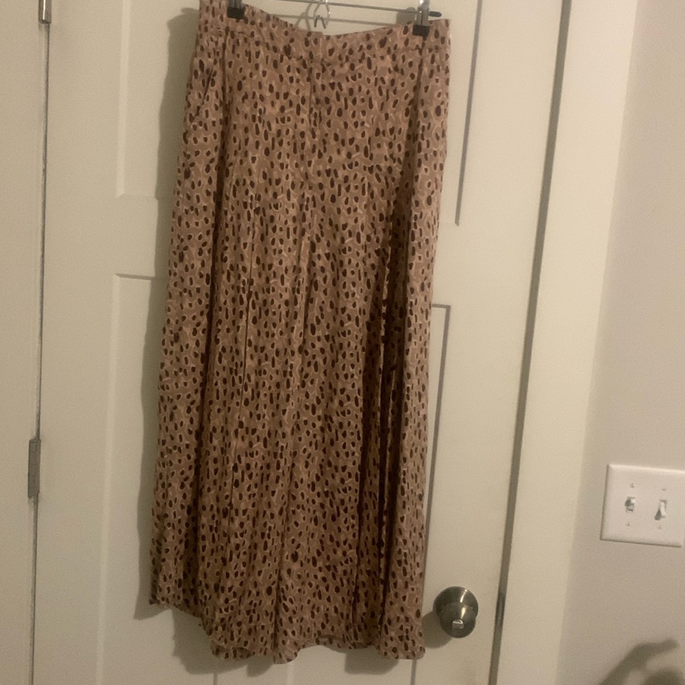 anthropologie patterned wide leg cropped pants